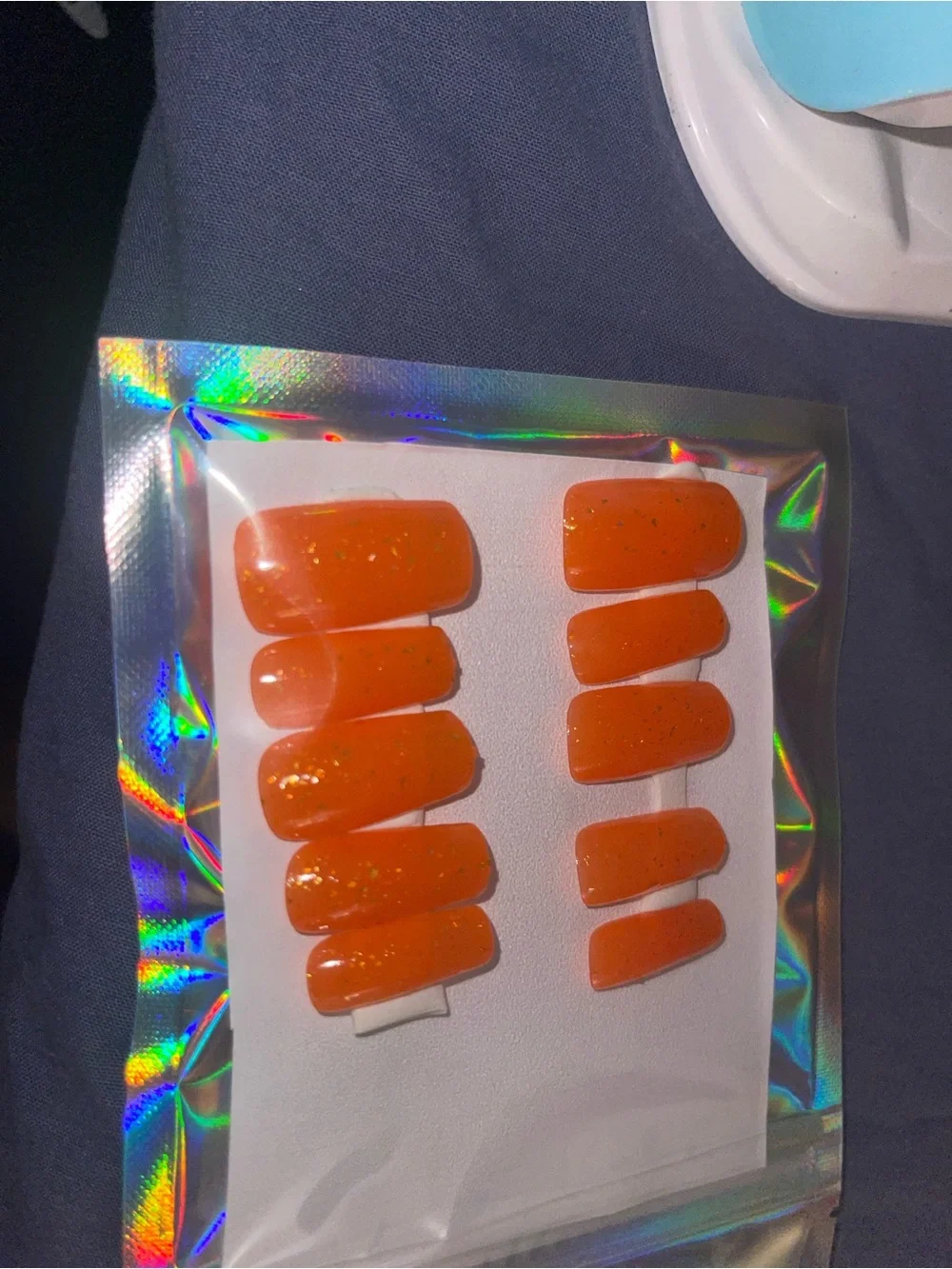 Orange Press-On Nail Set - Brilliant Orange Faux Nails